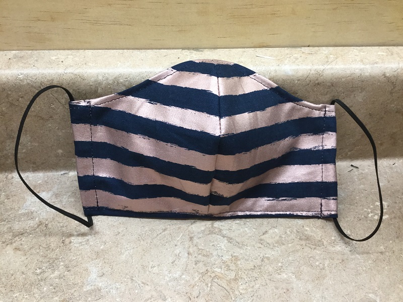 Rosegold Shimmer Navy Blue Stripe Face Mask Rosegold Shimmer Navy Blue Stripe Face Mask
